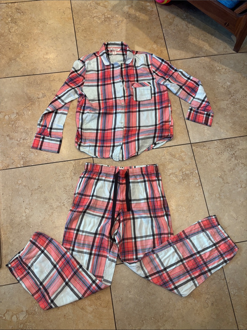Victoria Secret Red Plaid Two-Piece Pajama Set size S